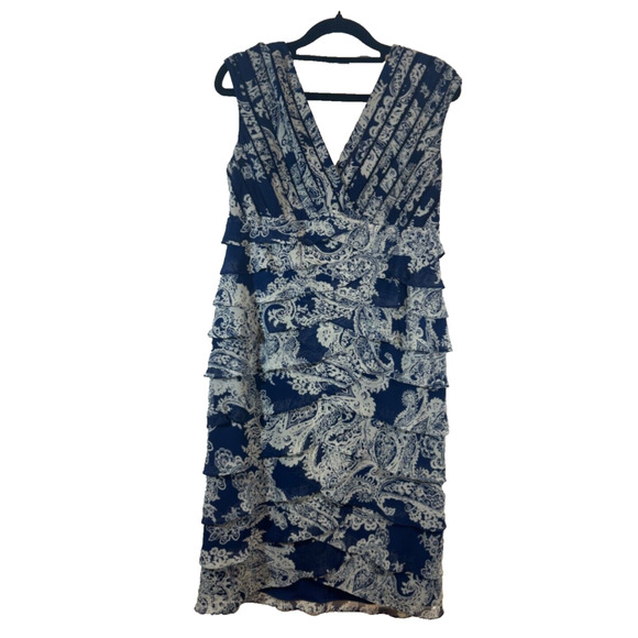 Adrianna Papell Dresses & Skirts - Adrianna Papell Multicolor Tiered Sheath Dress, Women's Size 10 Blue White E6
